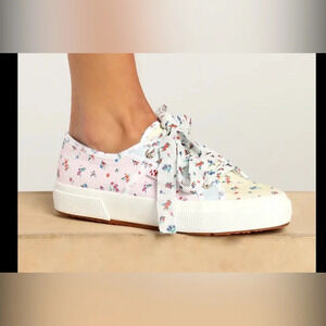 Superga 2750 Flower Pink Floral Mix Print Lace-Up Sneakers